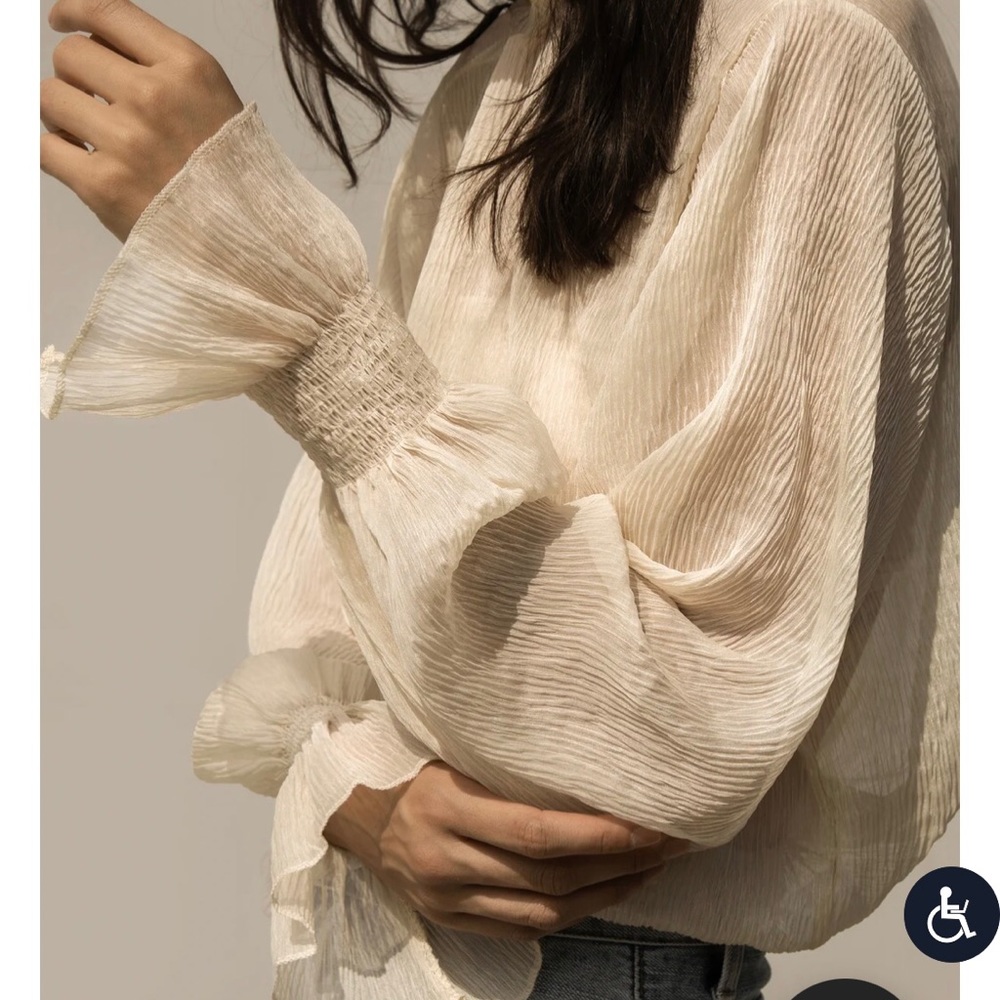 Oak and Fort White Mockneck Blouse